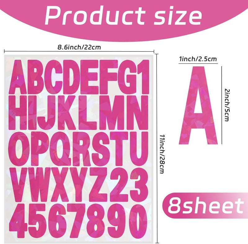 starboling Letter Stickers,2 inch 8 Sheets Rose red Alphabet Sticker,Self Adhesive Vinyl Letter Stickers Mailbox Numbers,for Arts Crafts Outdoor Sign Poster Mailbox Sign Doors Mailboxes Car Truck - Image 2